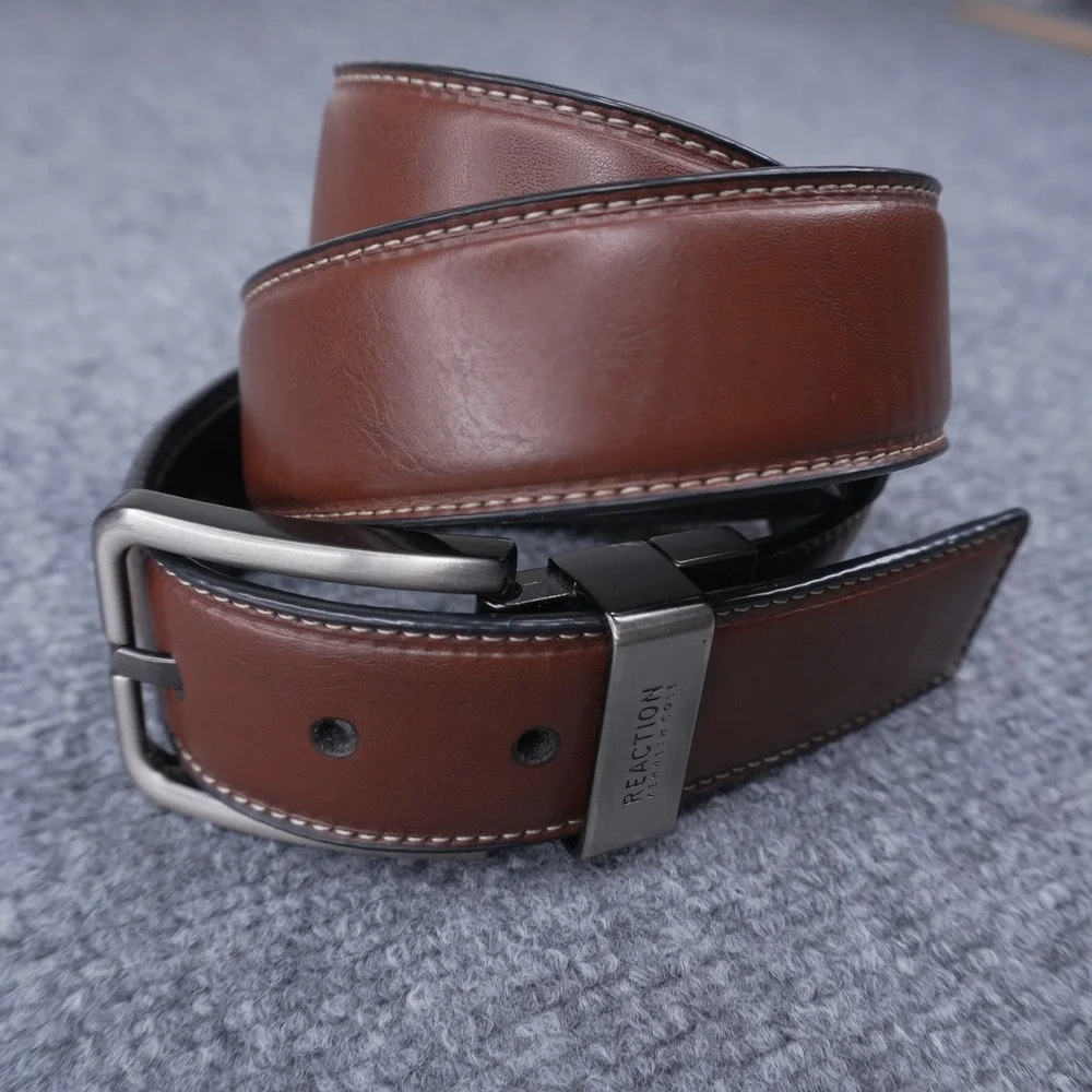 Kenneth Cole Reaction Reversible Belt Mens Size M 34-36 Brown Black Synthetic